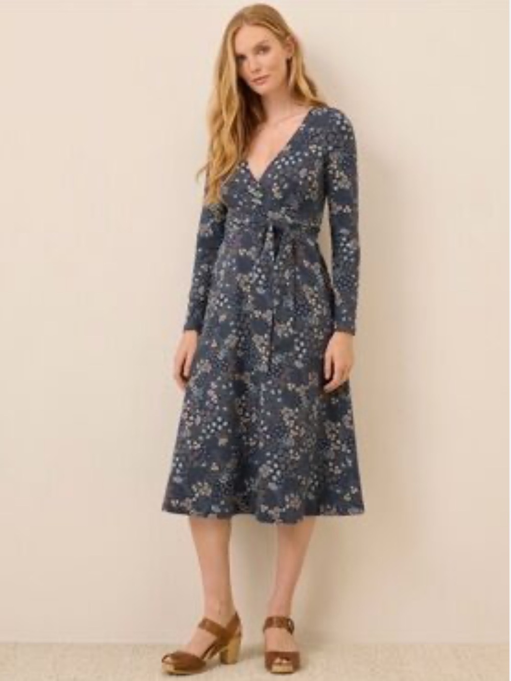 Pact Organic Floral Wrap Dress Tie Belt Pockets Granola Preppy Cottage Granola